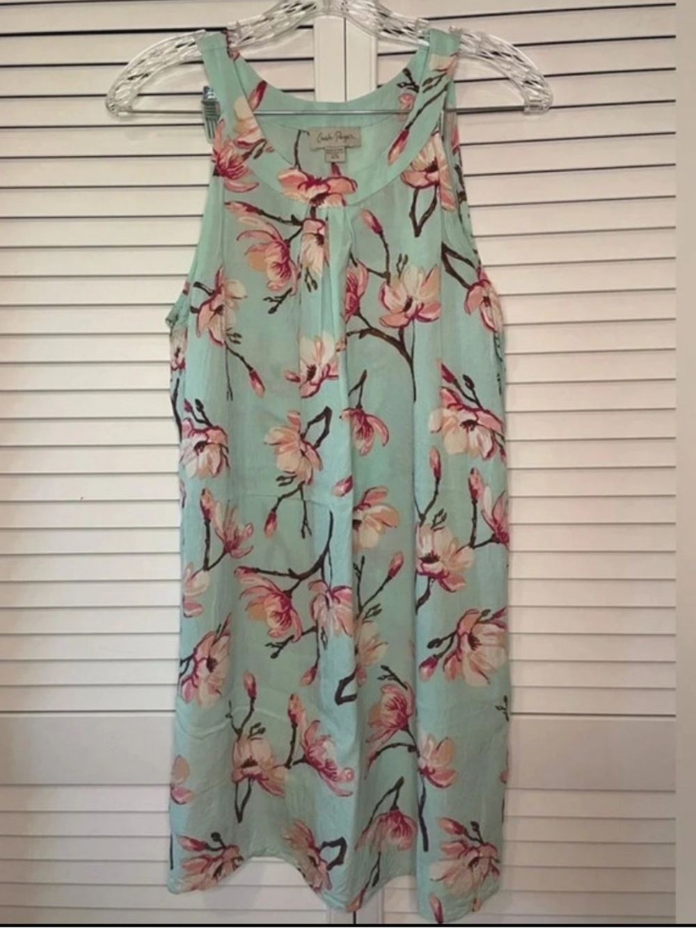 Charlie Paige Women's Sleeveless Halter Neck Mini Dress Blue Pink Floral Medium